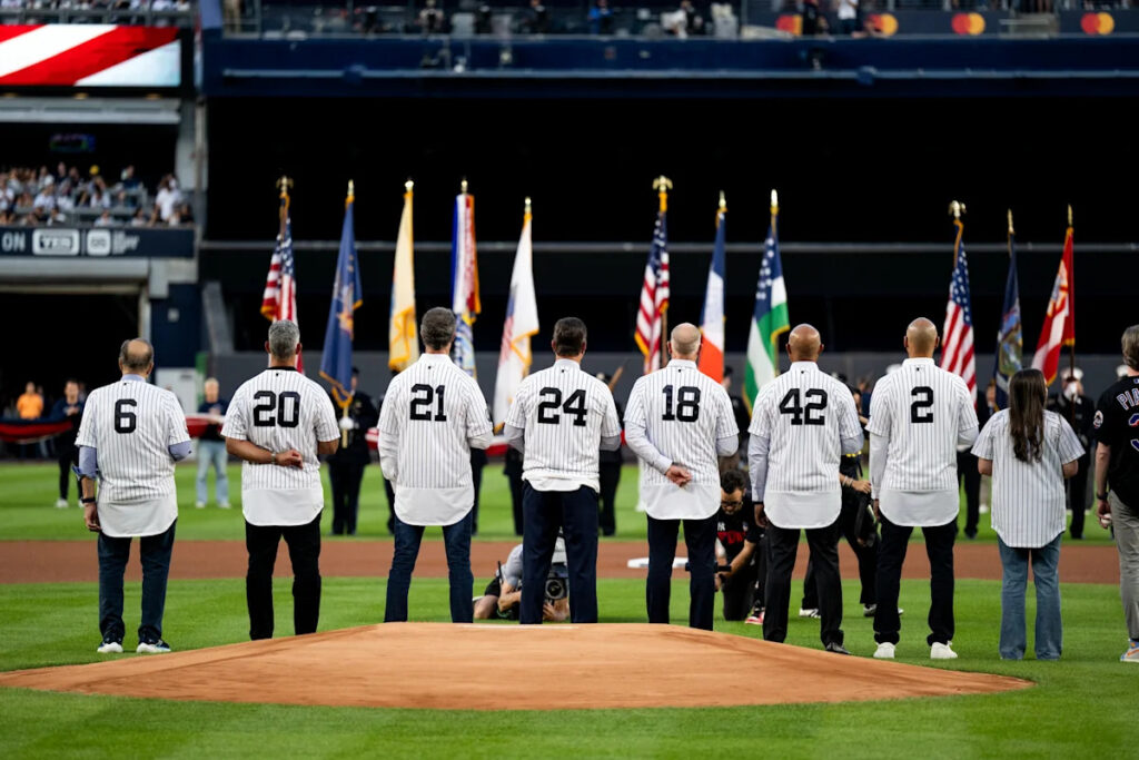 Yankees mark 25th anniversary of 9/11 with ceremony including Derek Jeter and players from 2001 World Series team, Lee Greenwood, Brielle Saracini