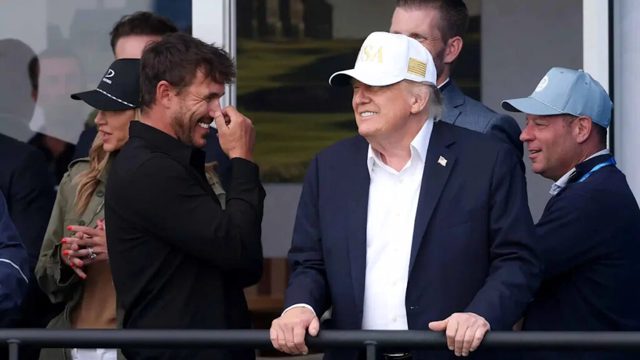 President Trump chats with Brooks Koepka at Irish Open
