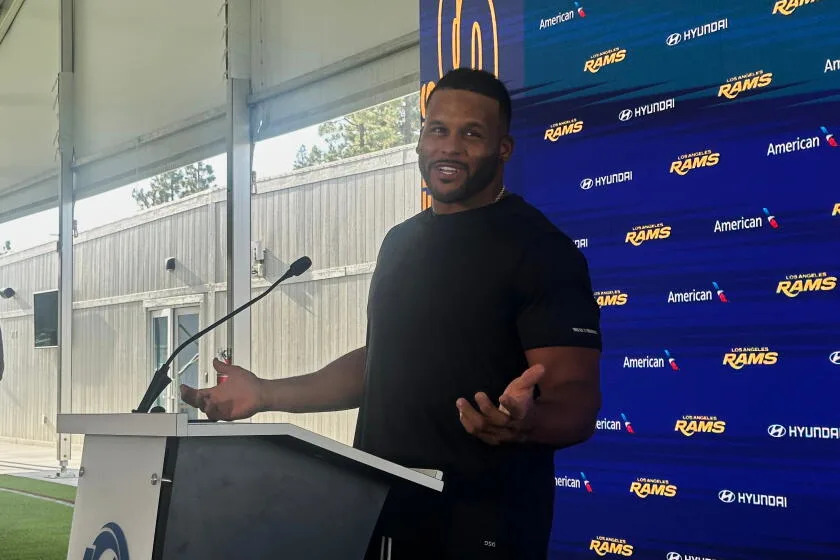Aaron Donald won’t say if he’ll play in Rams’ opener against 49ers in Australia