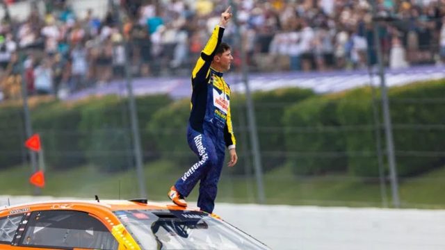 Denny Hamlin Gets His Trophy After Winning 2026 NASCAR Regular Season Championship
