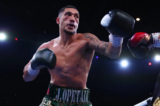 Jai Opetaia destroys Noel Mikaelian, goes face-to-face with David Benavidez on Garcia-Benn undercard