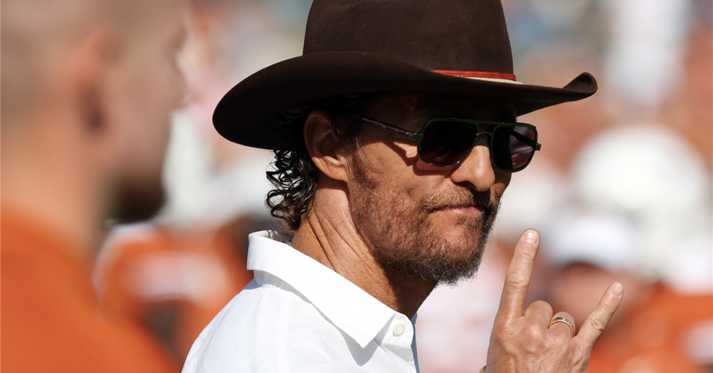 Matthew McConaughey posts message to Texas fans after throwing bottles against Georgia