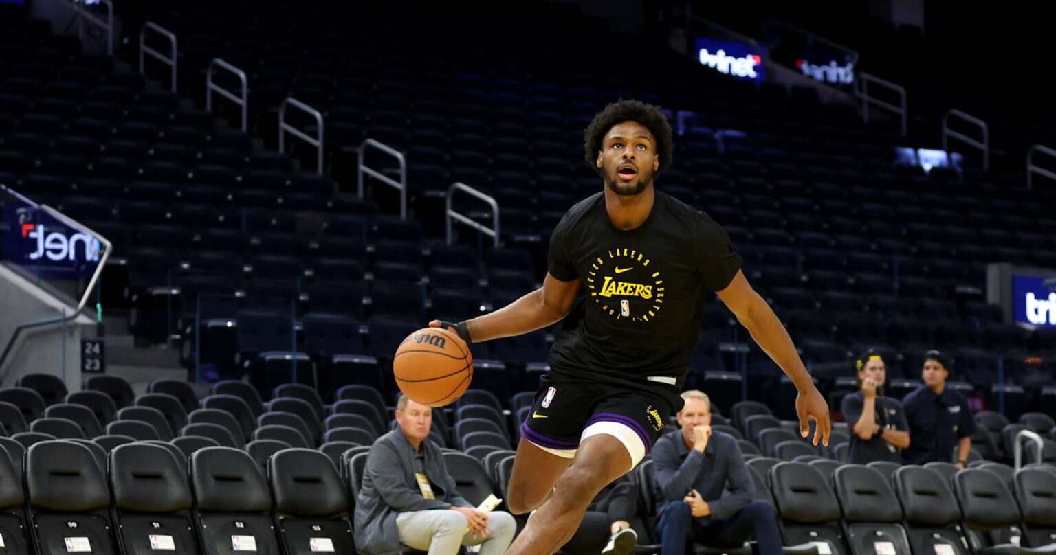 Lakers’ Bronny James Applauded By NBA Fans in 1st-Ever Preseason Start vs. Warriors