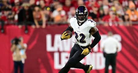 Ravens’ Derrick Henry Jokes He’s ‘Slow AF’ After Getting Caught on Long Run vs. Bucs