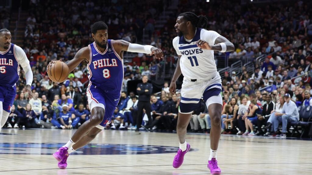 Paul George posts 23 points in preseason debut, Sixers fall to T-Wolves in Iowa