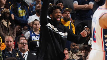 Embiid given technical foul for towel waving from sidelines