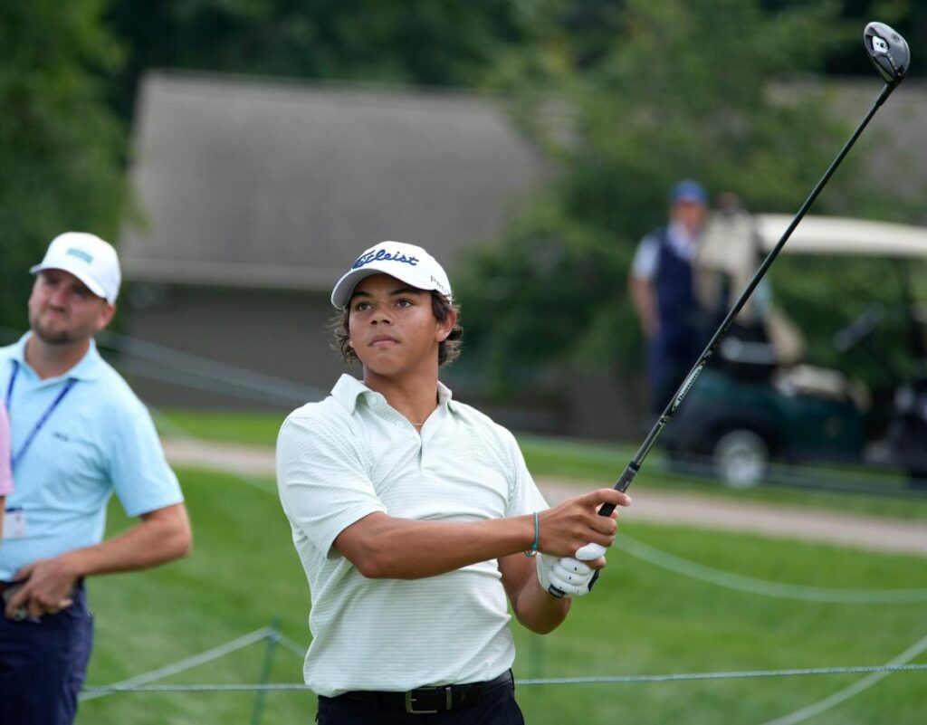 Charlie Woods and his Florida high school golf team open postseason with a narrow victory