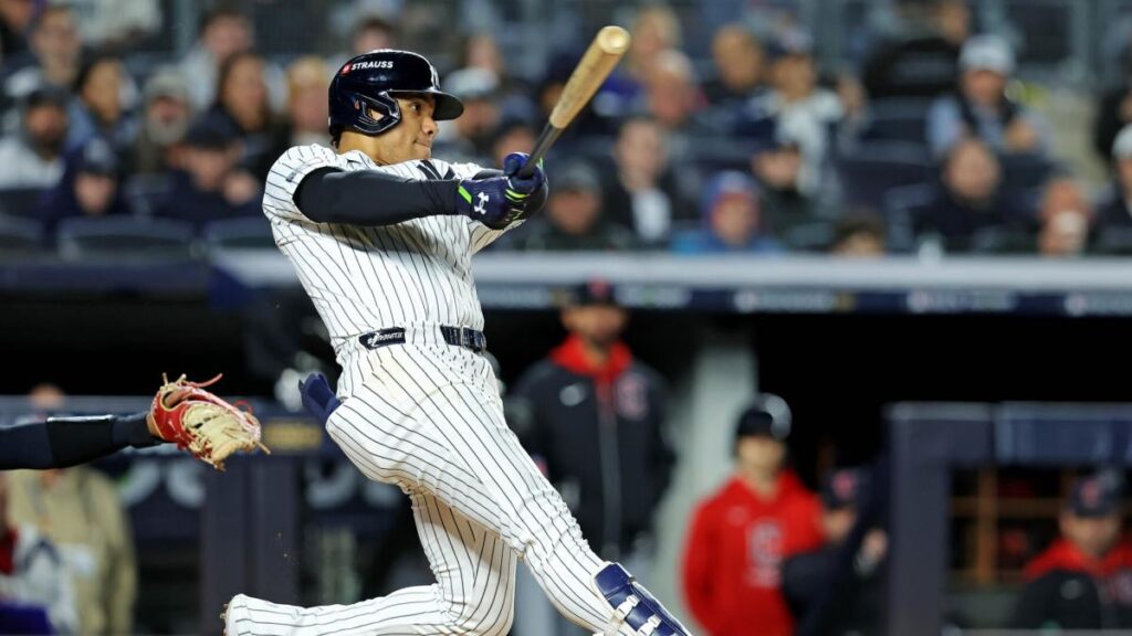 Soto, Stanton homers back Rodón as Yankees take advantage of wild Guardians to win ALCS opener 5-2