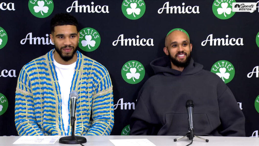 Tatum, White share hilarious podium exchange after win over Pistons