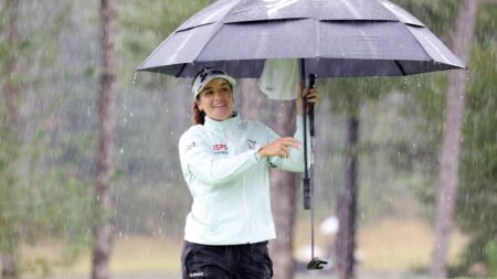 Rain suspends play as Hannah Green holds lead in South Korea