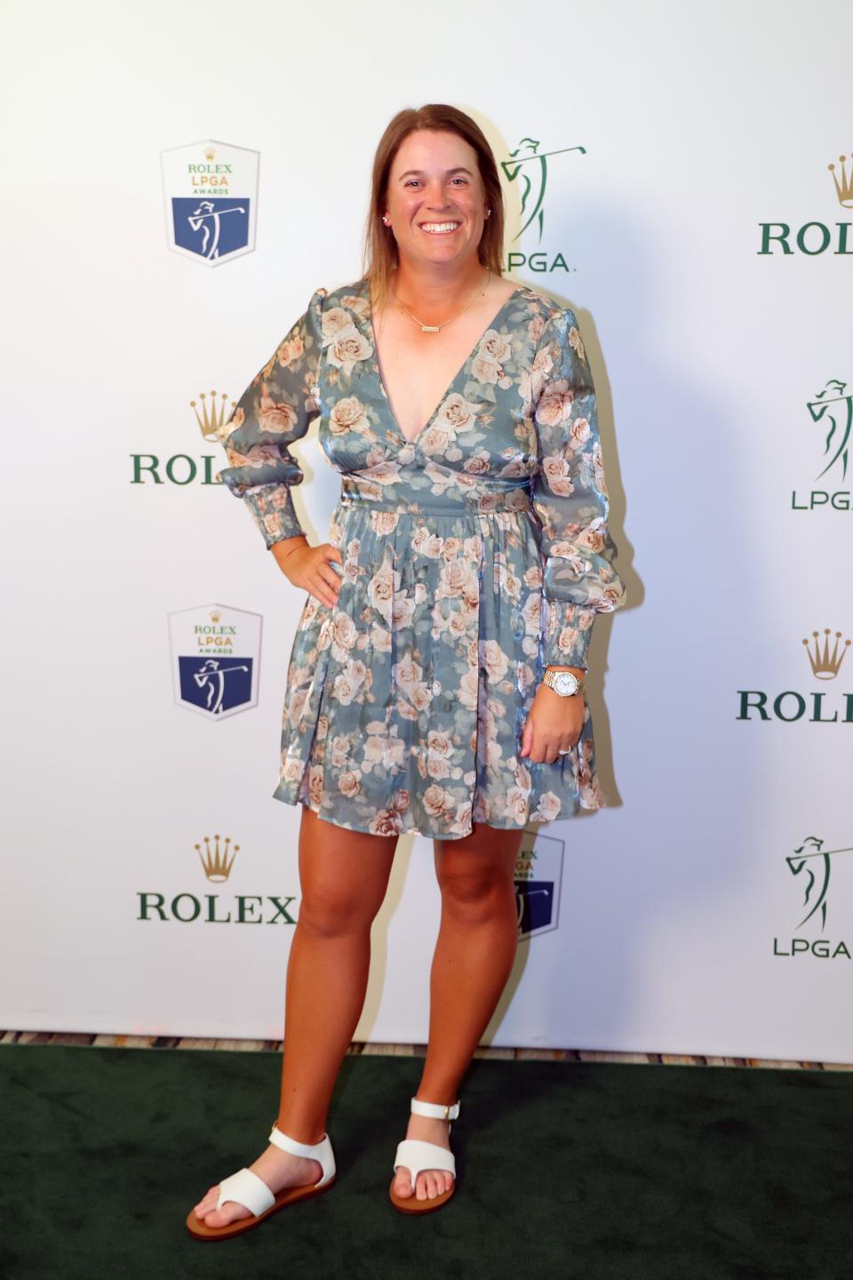 NAPLES, FLORIDA - NOVEMBER 20: Lauren Coughlin of the United States poses for a photograph on the green carpet before the 2024 LPGA Rolex Players Awards at Tiburon Golf Club on November 20, 2024 in Naples, Florida. (Photo by Michael Reaves/Getty Images) ORG XMIT: 776241820 ORIG FILE ID: 2185842850