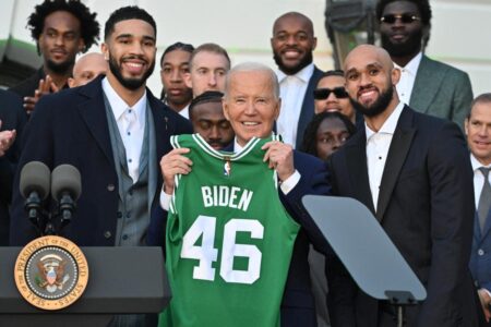 Boston Celtics visit White House for NBA championship celebration