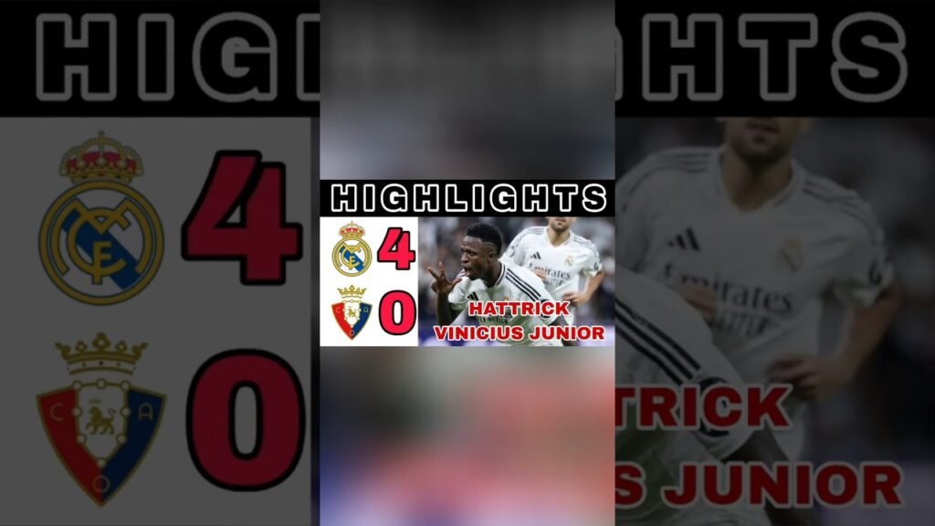 Hattrick Vinicius Junior, Real Madrid vs Osasuna Highlights & Goals LaLiga 2024 Today Hari Ini