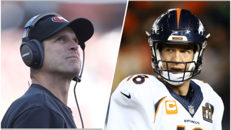 Manning recalls then-49ers coach Harbaugh sneakily watching workout