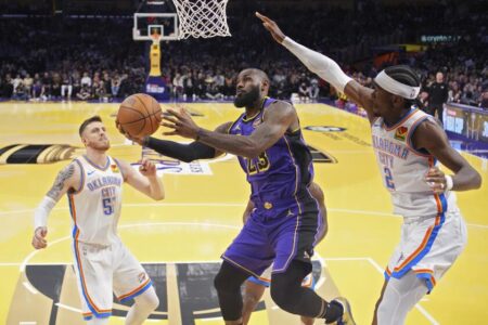 Lakers’ chance to advance in NBA Cup slim after bruising loss to the Thunder