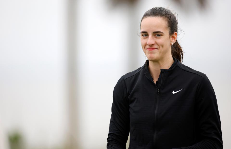 ST SIMONS ISLAND, GEORGIA - NOVEMBER 20: WNBA player Caitlin Clark plays during the Pro-Am prior to The RSM Classic 2024 at Sea Island Resort on November 20, 2024 in St Simons Island, Georgia. (Photo by Mike Ehrmann/Getty Images) ORG XMIT: 776222695 ORIG FILE ID: 2185788720