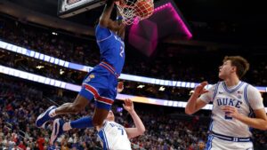 Duke vs. Kansas score: Jayhawks survive Blue Devils’ comeback after Hunter Dickinson ejected for flagrant foul