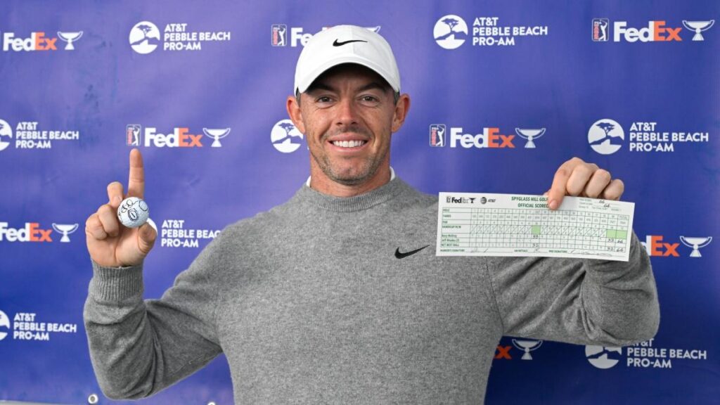 Rory McIlroy makes a hole-in-one on the fly at Spyglass Hill in Round 1 of AT&T Pebble Beach Pro-Am