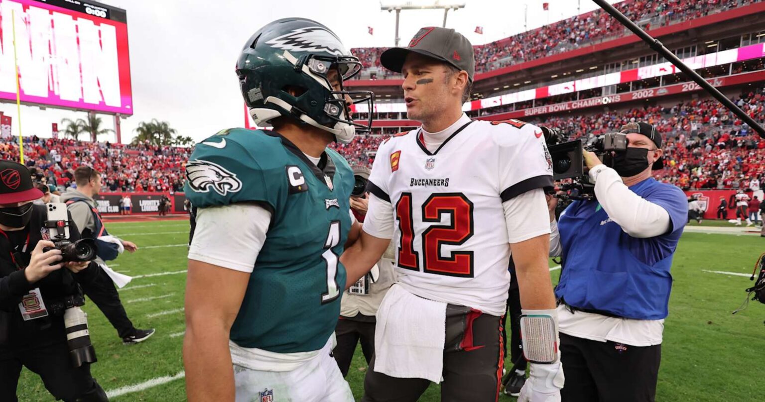 Video: Tom Brady Warns Jalen Hurts to Not Let Eagles’ Super Bowl Jersey Get Stolen