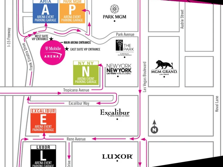 T-Mobile Arena parking map - other events