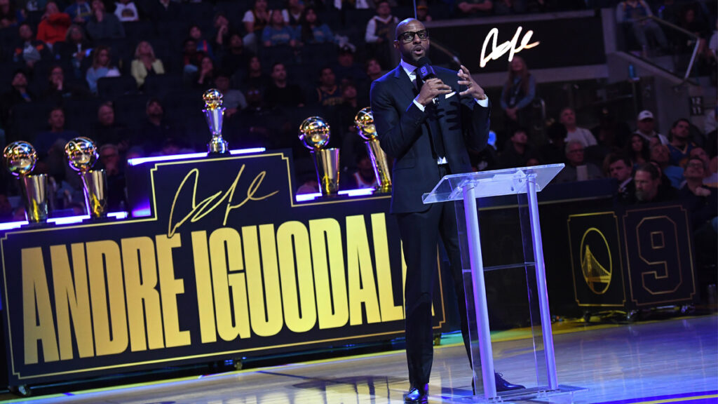 Iguodala’s selflessness on display in jersey retirement ceremony