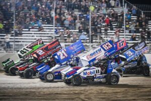 World of Outlaws cranks at Volusia. NASCAR star Christopher Bell aboard in Barberville