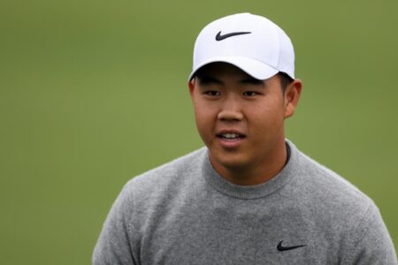 Tom Kim tops tee shot, makes chip-in birdie to start third round at Pebble Beach Pro-Am