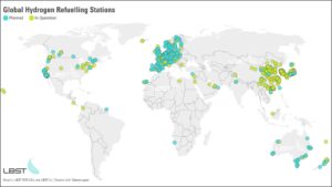 There are only 1,160 hydrogen refuelling stations worldwide