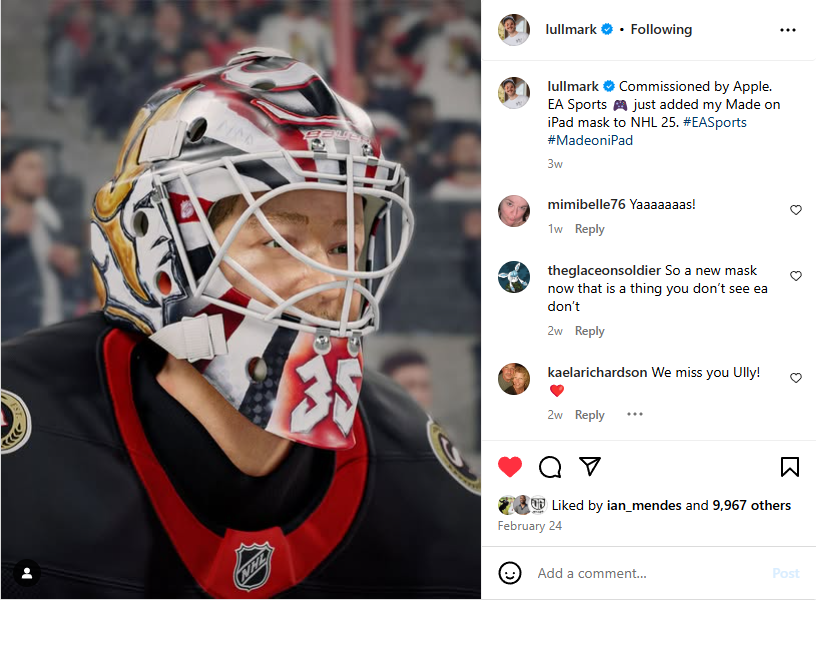 (Linus Ullmark's Instagram)