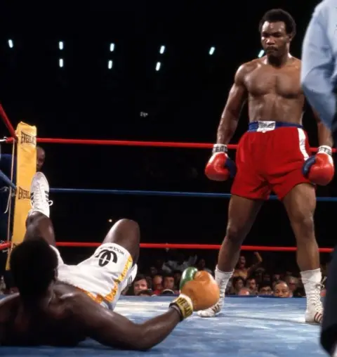 Disney General Entertainment Content via Getty Images Joe Frazier, George Foreman boxing at Jamaica National Stadium, January 22, 1973