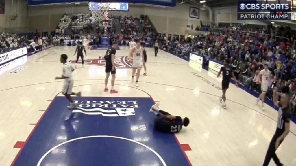 WATCH: Navy player ejected after landing low-blow on American opponent in Patriot League title game