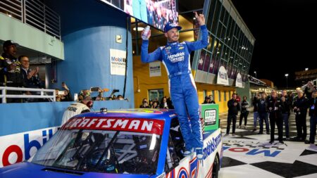 Kyle Larson spins and wins NASCAR Truck race in bid to sweep Homestead weekend