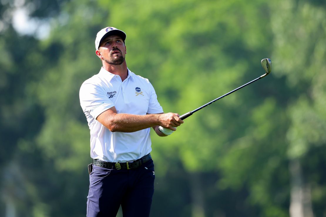 Bryson DeChambeau saw his lead disappear of a shaky final three holes on Sunday at Quail Hollow.