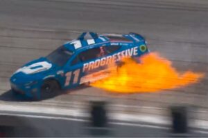 Dramatic fire ends Denny Hamlin’s Texas NASCAR Cup race