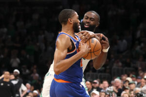 ‘Just grittiness’: Mikal Bridges steals Game 1 as Knicks out-tough Celtics