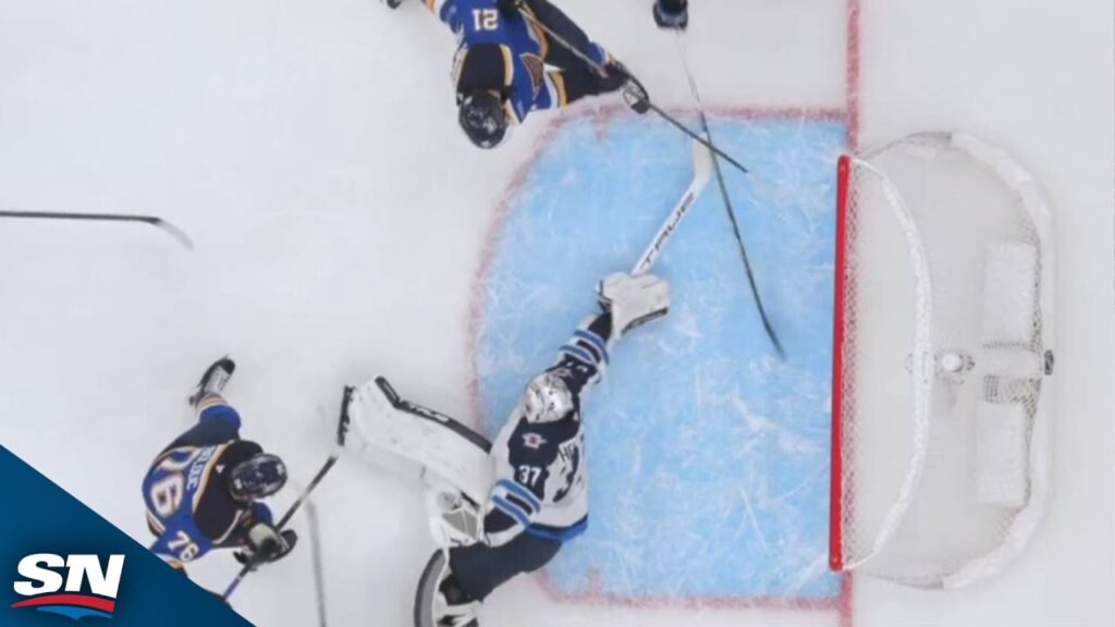 Jets’ Connor Hellebuyck Makes Sprawling Save To Rob Jimmy Snuggerud With Blocker