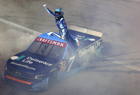 Carson Hocevar Flips Off Another Driver While Taking Checkered Flag to Win at Kansas