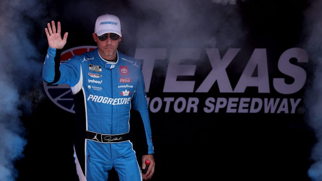 Denny Hamlin’s car catches fire soon after flashing ‘Horns Down’