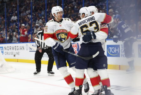 Big night by Marchand line helps Panthers eliminate Lightning with 6-3 win in Game 5
