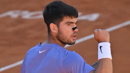 Why does Carlos Alcaraz wear black tape on his face? Reason for tennis star’s nose strip at French Open