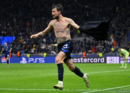 Inter Milan hype Francesco Acerbi celebration in 4-3 clash vs Barcelona