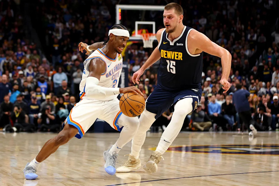 Nikola Jokić vs. Shai Gilgeous-Alexander for the first of (potentially) seven games in the next two weeks? Yes please. (Jamie Schwaberow/Getty Images)