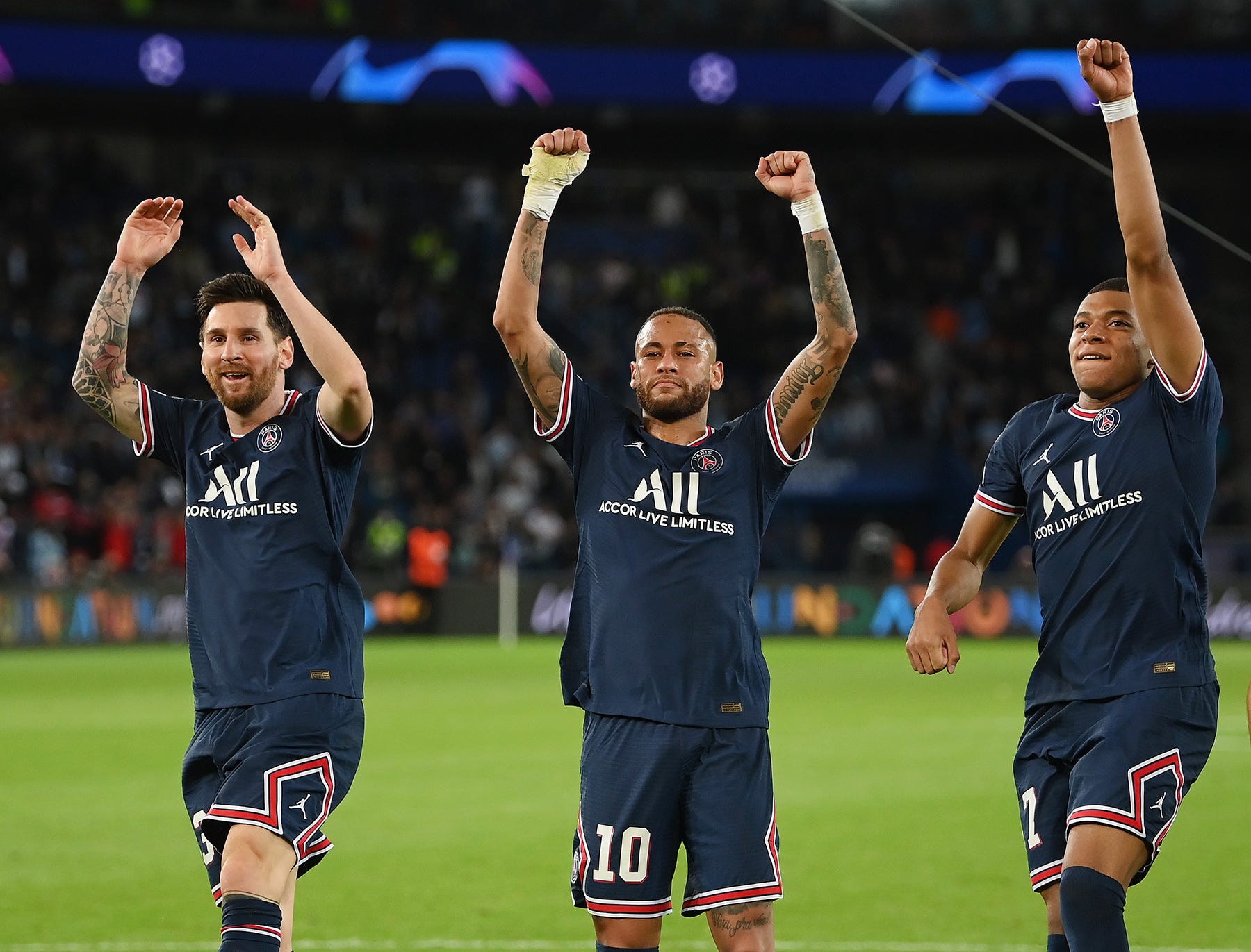 Lionel Messi, Neymar, and Kylian Mbappe