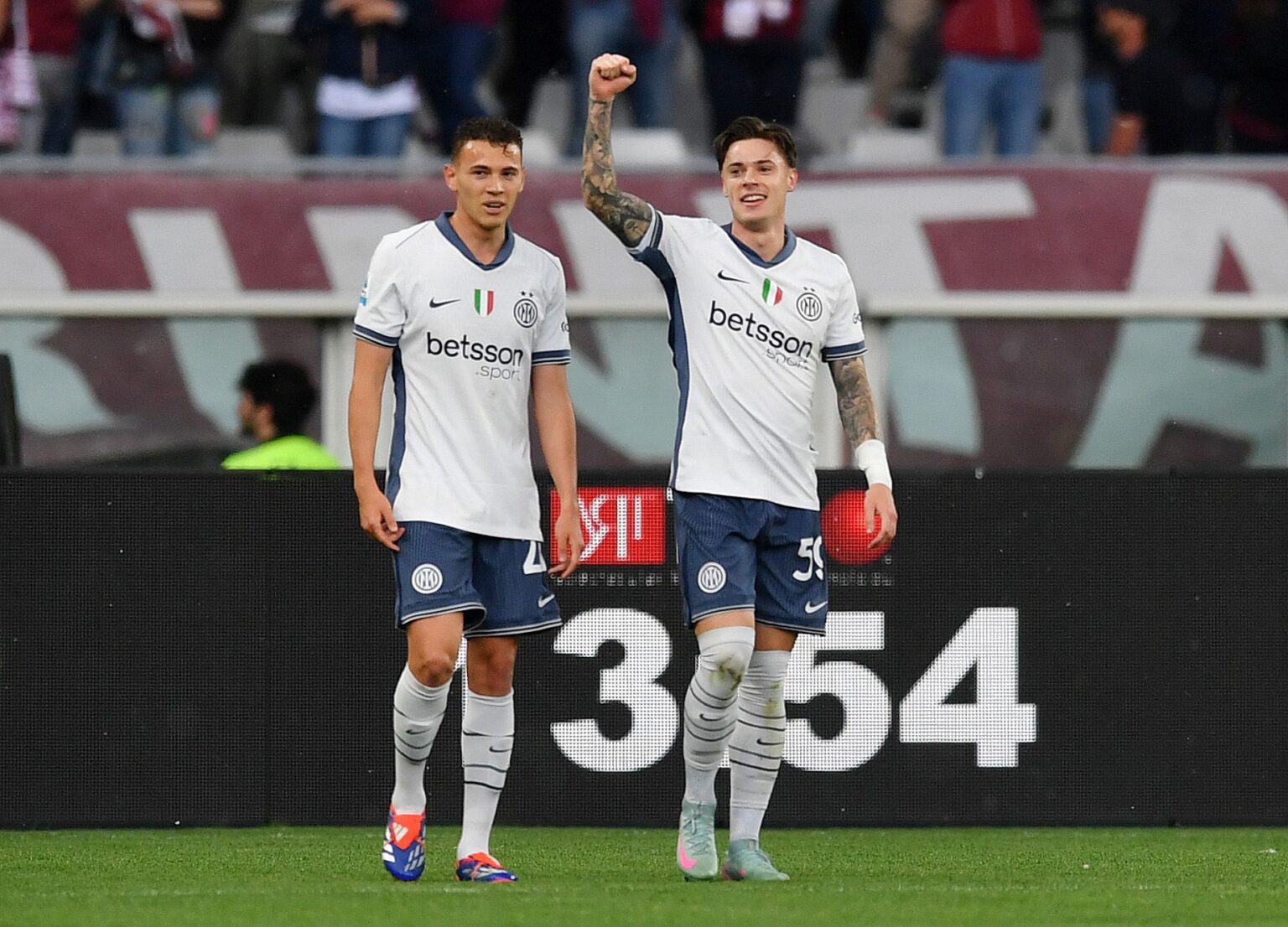 Nicola Zalewski celebrates Torino 0-2 Inter Milan Serie A win