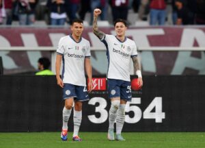 Nicola Zalewski celebrates Torino 0-2 Inter Milan Serie A win
