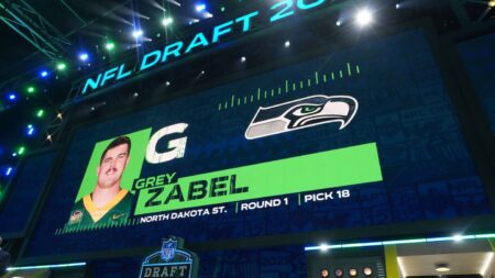 Grey Zabel will wear No. 76 in Seattle, with Steve Hutchinson’s blessing