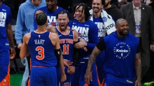 New York steals (Mikal Bridges literally) Game 1 from Boston in overtime thriller