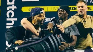 Hitchins-Kambosos presser descends into chaos in NYC