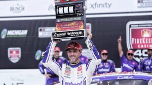 Denny Hamlin plays villain in Michigan win at FireKeepers Casino 400