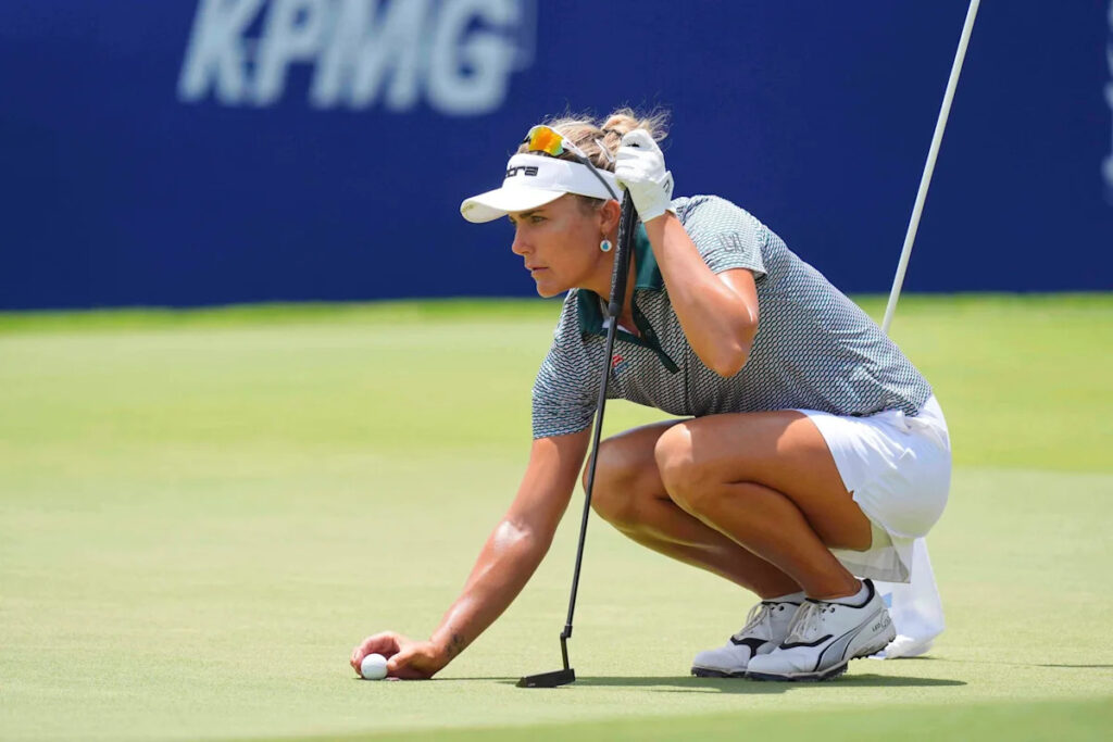 Lexi Thompson has a top and a shank to start windy third round at Women’s PGA with triple bogey